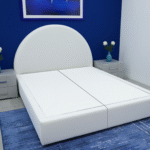 هيكل سرير منجد ابيض كتان – موون الفاخر من ميديكال سليب