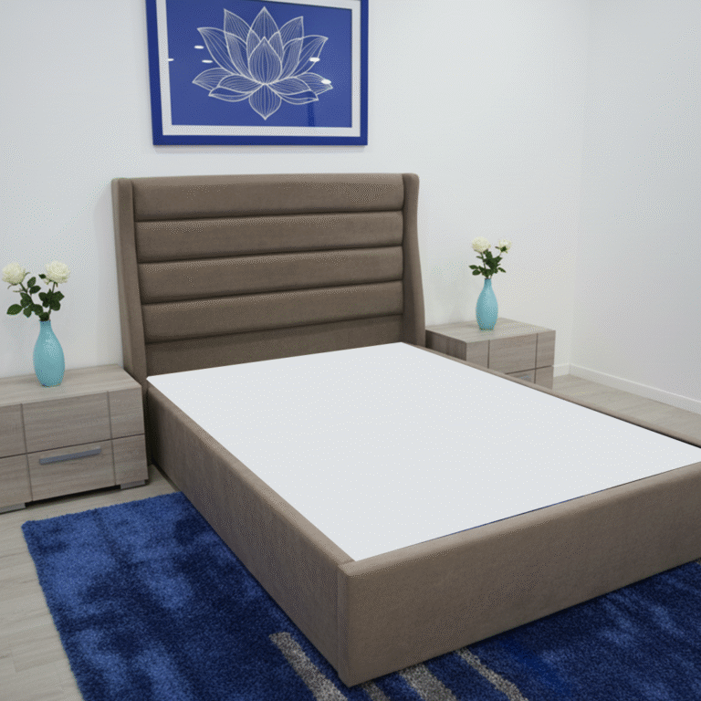 هيكل سرير منجد بالمخمل البني – رويال من ميديكال سليب