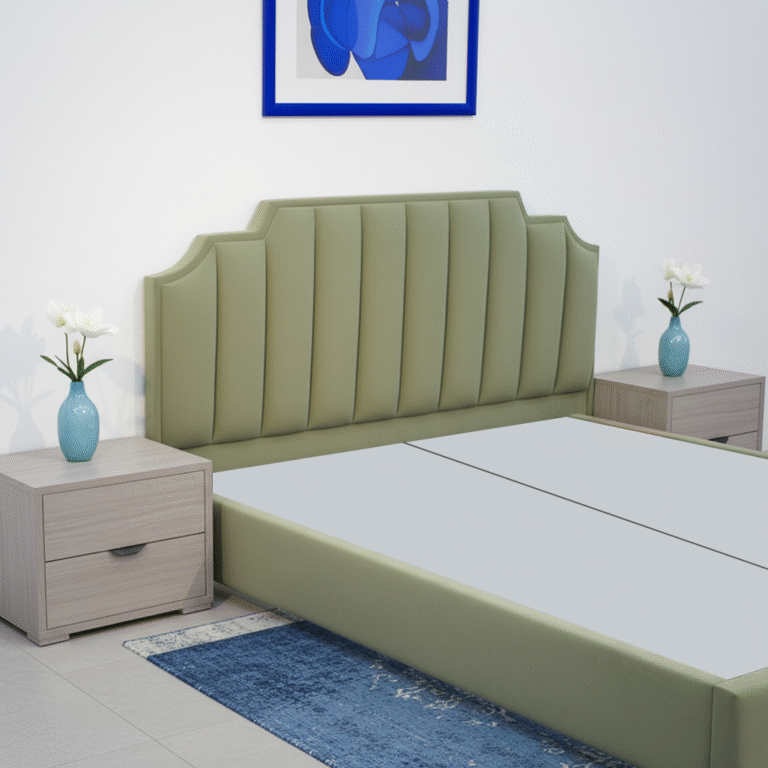 هيكل سرير منجد أخضر زيتي – دريم من ميديكال سليب