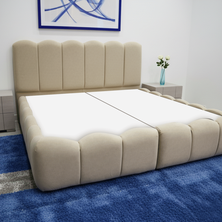 هيكل سرير منجد بيج – كتان – كلاود من ميديكال سليب