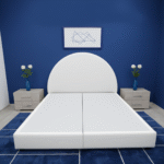 ⁦هيكل سرير منجد ابيض كتان – موون الفاخر من ميديكال سليب⁩ - الصورة ⁦2⁩