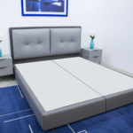 ⁦هيكل سرير رمادي من الكتان – أنجيلا من ميديكال سليب⁩ - الصورة ⁦2⁩