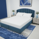 ⁦هيكل سرير كحلي من الكتان – سكارليت من ميديكال سليب⁩ - الصورة ⁦4⁩