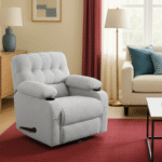 كرسي استرخاء كومفورت هزاز دوار رمادي مع حامل أكواب