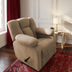 ⁦كرسي استرخاء هاوس هزاز بيج غامق مع وضعية سرير⁩ - الصورة ⁦2⁩