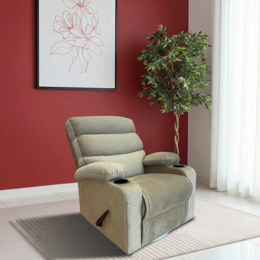 4 (3) كرسي استرخاء هاري مميز مع حامل أكواب - بيج - الصورة 1