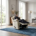 ⁦كرسي استرخاء هاري مميز مع حامل أكواب - بيج - MK1⁩ - الصورة ⁦5⁩