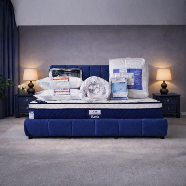 باكج العز نفرين مرتبة وعازل سوائل ومفرش فندقي 7 قطع ومخدتين