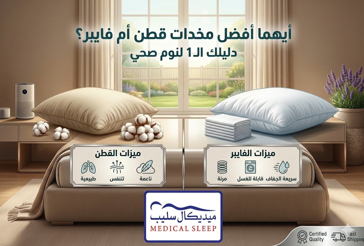 ايهما أفضل مخدات قطن ام فايبر؟ دليلك الـ 1 لنوم صحي
