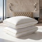 مخدة نوم بخط ذهبي مزدوج 100% قطن - 800 جرام