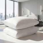 مخدة سرير بخط ابيض مزدوج 100% قطن - 1600 جرام