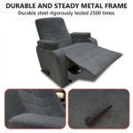 ⁦كرسي استرخاء لازورد شانيل رمادي غامق مع وضعية سرير - MK4⁩ - الصورة ⁦3⁩