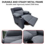 ⁦كرسي استرخاء فليكس مميز مع حامل أكواب - رمادي - MK10⁩ - الصورة ⁦3⁩