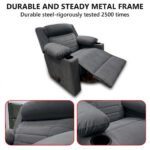 ⁦كرسي استرخاء فليكس مميز مع حامل أكواب - شانيل رمادي غامق - MK10⁩ - الصورة ⁦3⁩