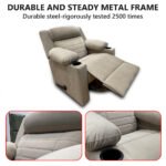 ⁦كرسي استرخاء فليكس مميز مع حامل أكواب - بيج - MK10⁩ - الصورة ⁦3⁩