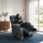 ⁦كرسي استرخاء دياموند شانيل رمادي غامق مع وضعية سرير - MK7⁩ - الصورة ⁦5⁩