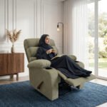 ⁦كرسي استرخاء دياموند شانيل رمادي مع وضعية سرير - MK7⁩ - الصورة ⁦5⁩