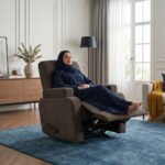 ⁦كرسي استرخاء لازورد بني غامق مع وضعية سرير - MK4⁩ - الصورة ⁦5⁩