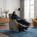 ⁦كرسي استرخاء لازورد زيتي مع وضعية سرير - MK4⁩ - الصورة ⁦5⁩