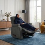 ⁦كرسي استرخاء لازورد شانيل رمادي غامق مع وضعية سرير - MK4⁩ - الصورة ⁦5⁩