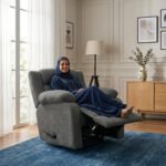 ⁦كرسي استرخاء سلطان شانيل رمادي غامق مع وضعية سرير - MK5⁩ - الصورة ⁦5⁩