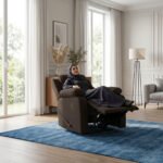 ⁦كرسي استرخاء هاري مميز مع حامل أكواب - بني غامق- MK1⁩ - الصورة ⁦5⁩