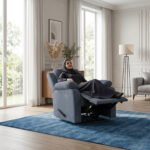 ⁦كرسي استرخاء هاري مميز مع حامل أكواب - رمادي- MK1⁩ - الصورة ⁦5⁩