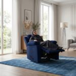 ⁦كرسي استرخاء هاري مميز مع حامل أكواب - كحلي- MK1⁩ - الصورة ⁦5⁩