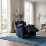 ⁦كرسي استرخاء هاري مميز مع حامل أكواب - أزرق ملكي- MK1⁩ - الصورة ⁦5⁩