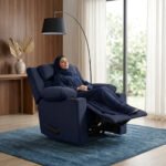 ⁦كرسي استرخاء فليكس مميز مع حامل أكواب - أزرق ملكي - MK10⁩ - الصورة ⁦5⁩