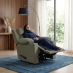 ⁦كرسي استرخاء فليكس مميز مع حامل أكواب - شانيل رمادي - MK10⁩ - الصورة ⁦5⁩