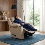 ⁦كرسي استرخاء فليكس مميز مع حامل أكواب - بيج - MK10⁩ - الصورة ⁦5⁩