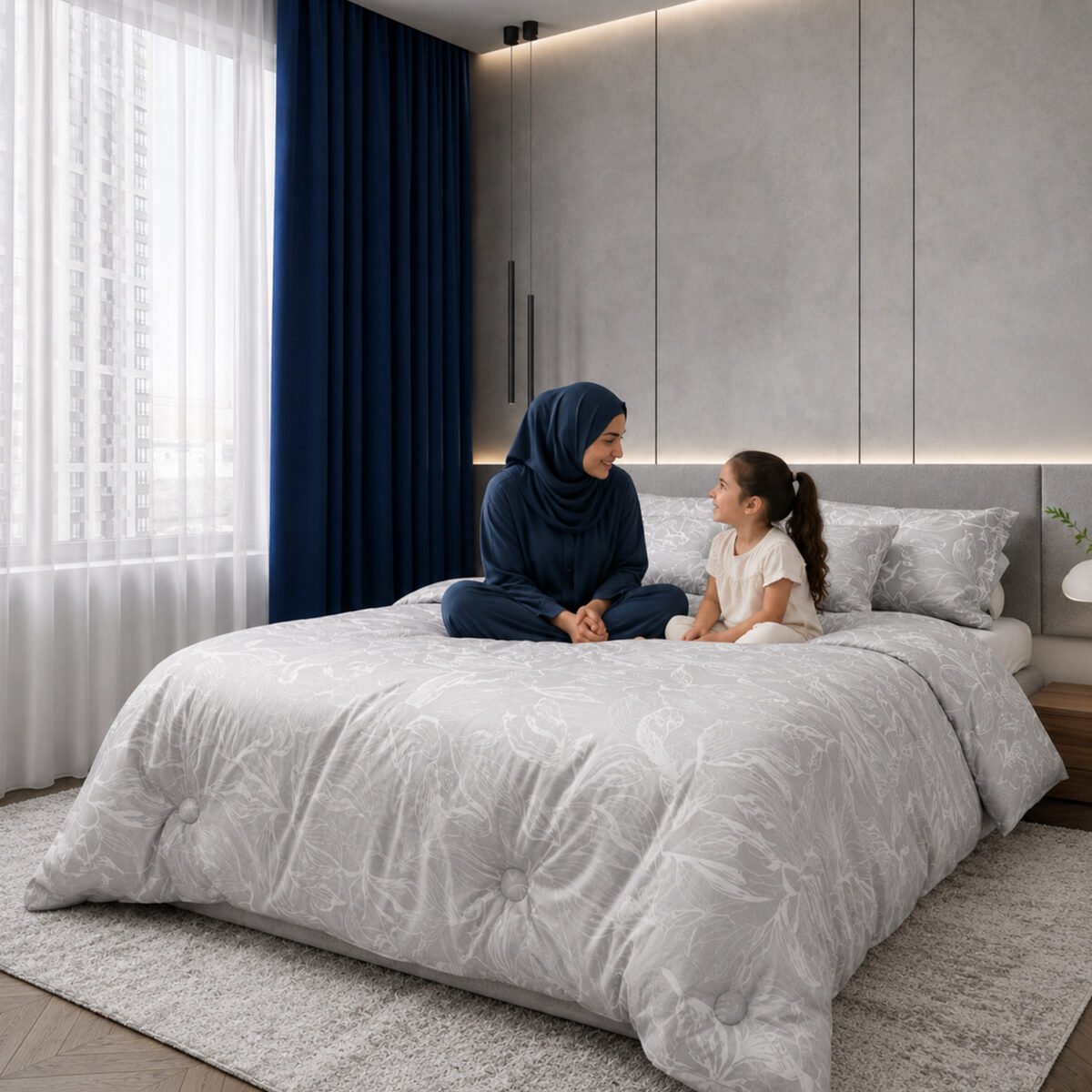⁦مفرش سرير بريميوم فاخر 10 قطع – مايكروفايبر ناعم بتصميم عصري هادئ⁩ - الصورة ⁦3⁩
